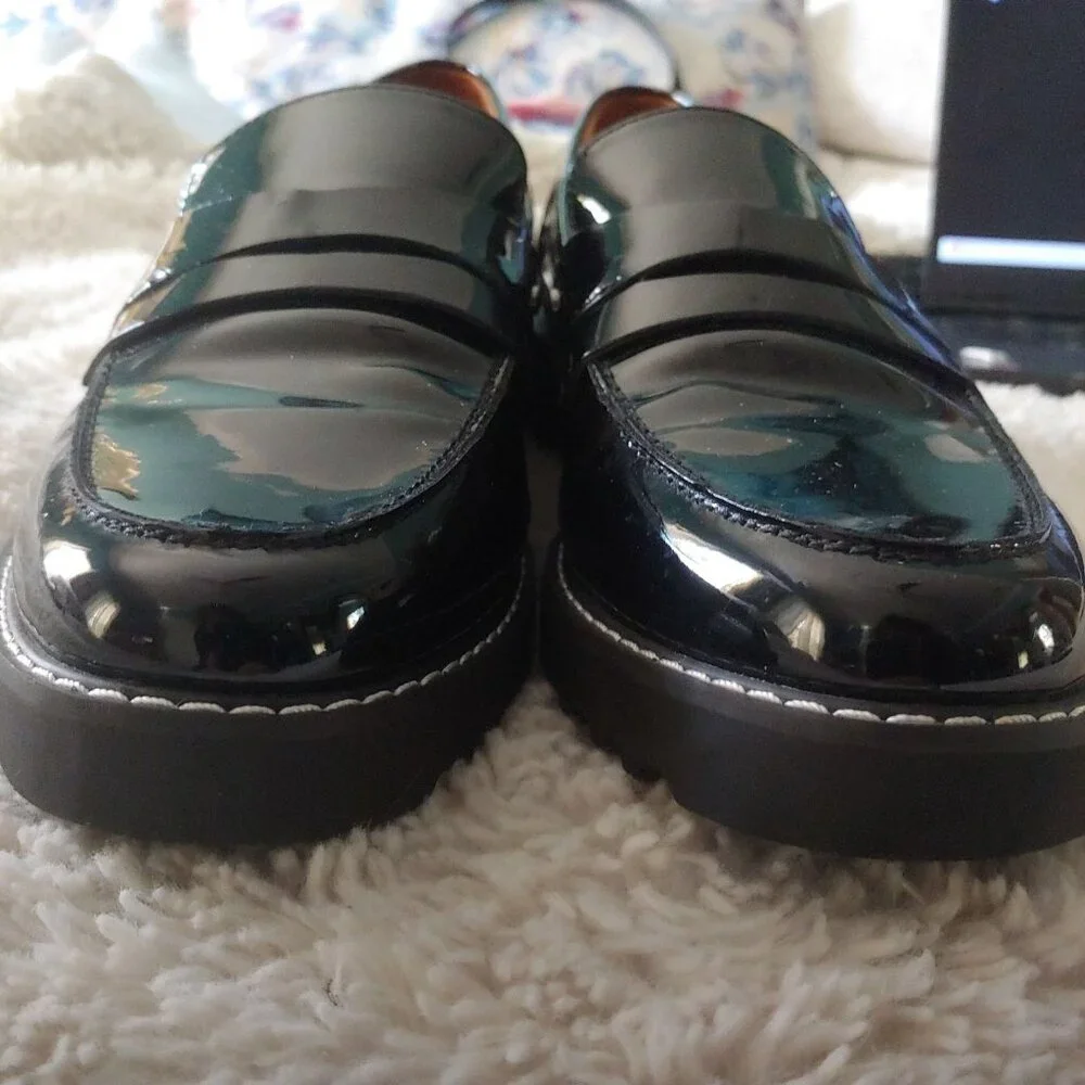 Franco Sarto Cassandra Platform Womens Preppy Academic ShIny Vinyl  Shoe 10 Y2k